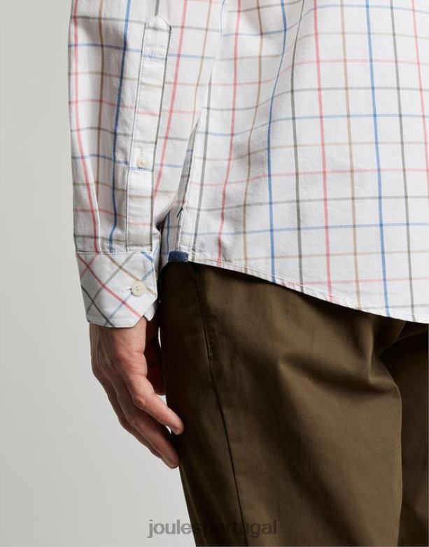 camisa clássica de popeline pêssego da Abbott homens verificação múltipla Joules vestuário 2X26V244