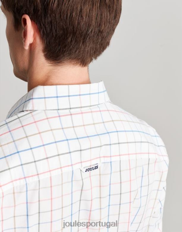camisa clássica de popeline pêssego da Abbott homens verificação múltipla Joules vestuário 2X26V244