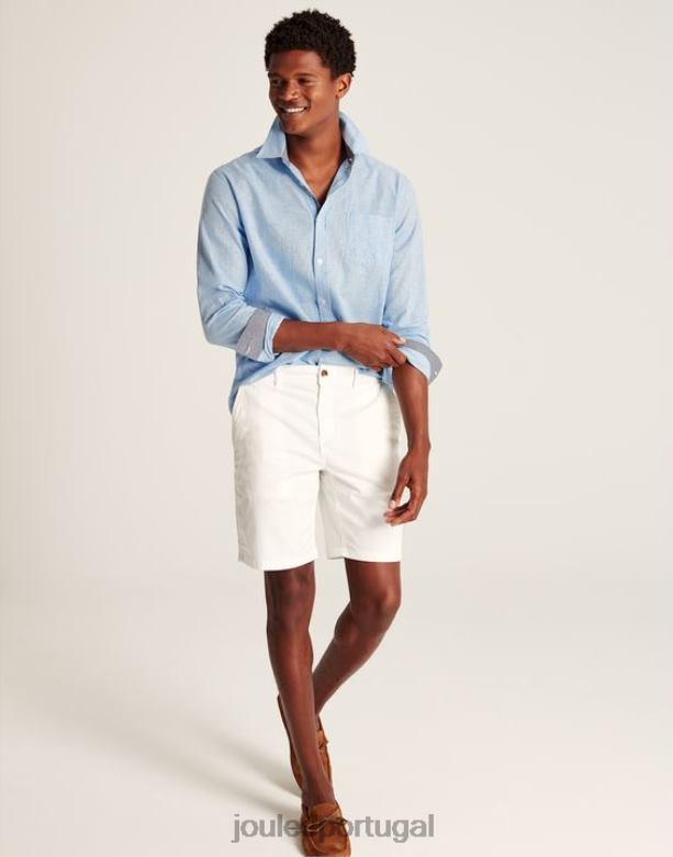 camisa de ajuste clássico com mistura de linho tilford homens dente-de-poule azul Joules vestuário 2X26V185