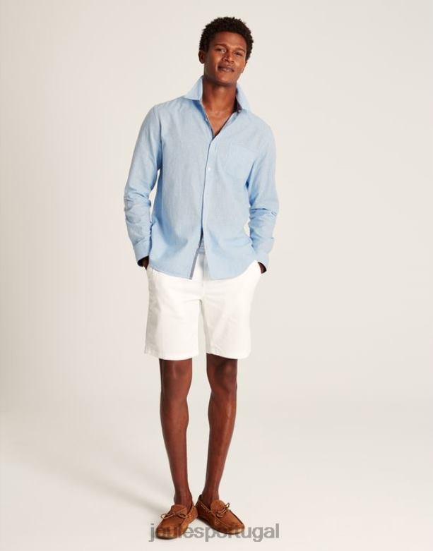 camisa de ajuste clássico com mistura de linho tilford homens dente-de-poule azul Joules vestuário 2X26V185