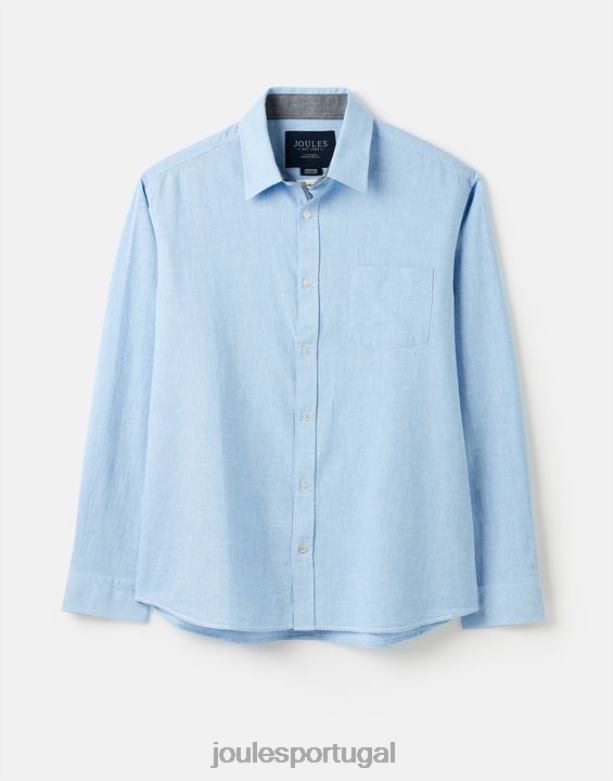 camisa de ajuste clássico com mistura de linho tilford homens dente-de-poule azul Joules vestuário 2X26V185