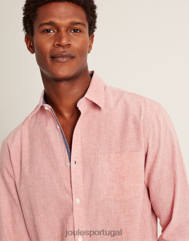 camisa de ajuste clássico com mistura de linho tilford homens dente-de-poule rosa Joules vestuário 2X26V171