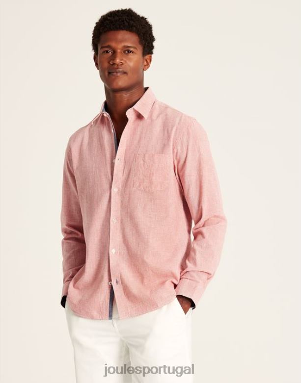 camisa de ajuste clássico com mistura de linho tilford homens dente-de-poule rosa Joules vestuário 2X26V171