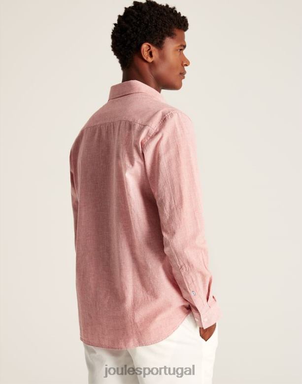 camisa de ajuste clássico com mistura de linho tilford homens dente-de-poule rosa Joules vestuário 2X26V171