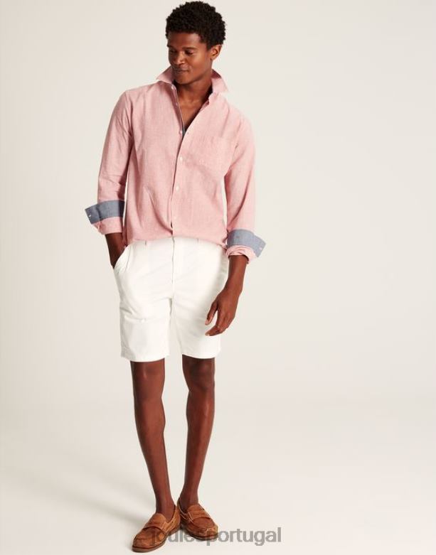 camisa de ajuste clássico com mistura de linho tilford homens dente-de-poule rosa Joules vestuário 2X26V171