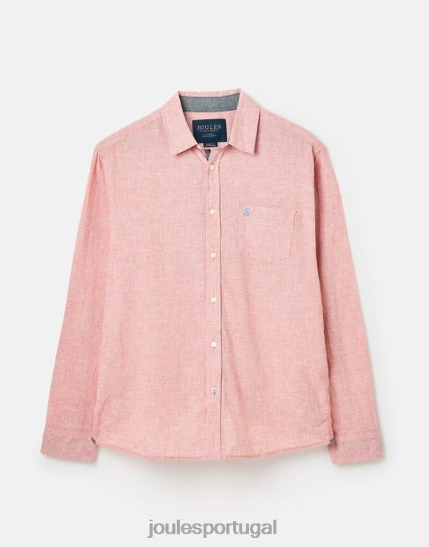 camisa de ajuste clássico com mistura de linho tilford homens dente-de-poule rosa Joules vestuário 2X26V171