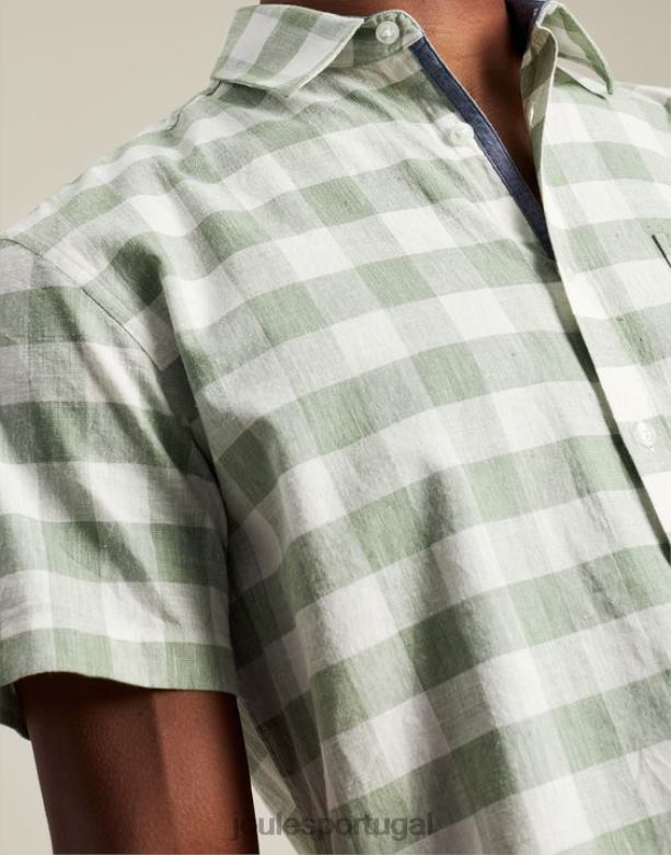camisa de linho disjuntor homens guingão verde Joules vestuário 2X26V175
