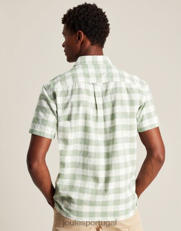 camisa de linho disjuntor homens guingão verde Joules vestuário 2X26V175