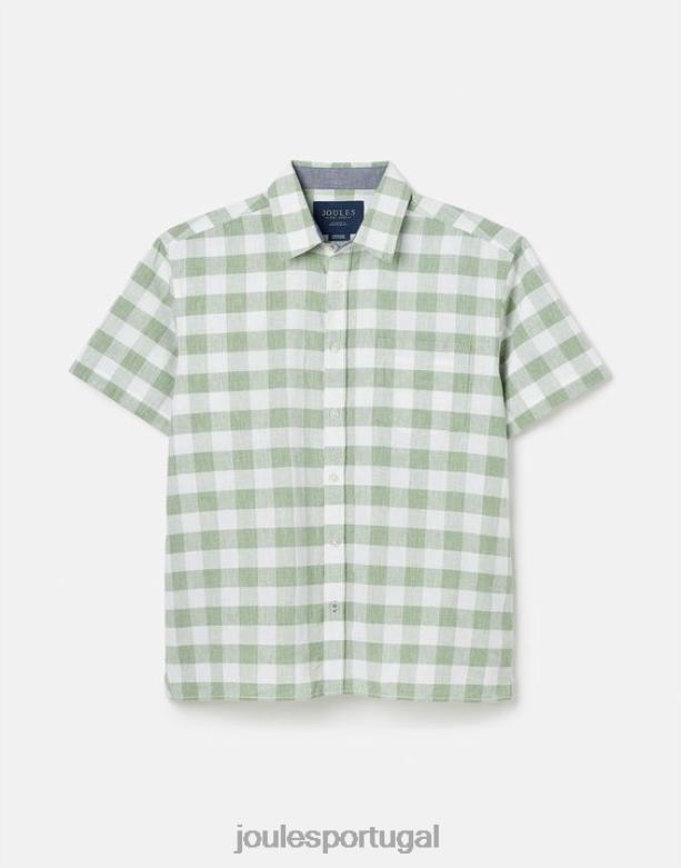 camisa de linho disjuntor homens guingão verde Joules vestuário 2X26V175