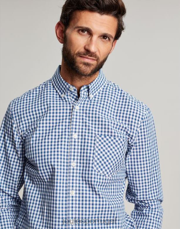 camisa de popelina clássica goodridge homens guingão azul Joules vestuário 2X26V215