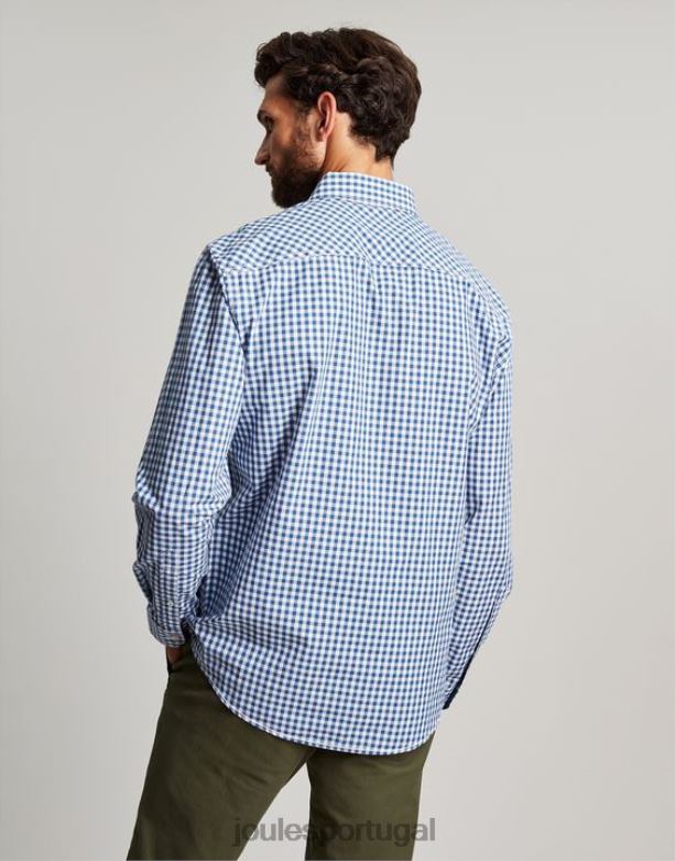 camisa de popelina clássica goodridge homens guingão azul Joules vestuário 2X26V215