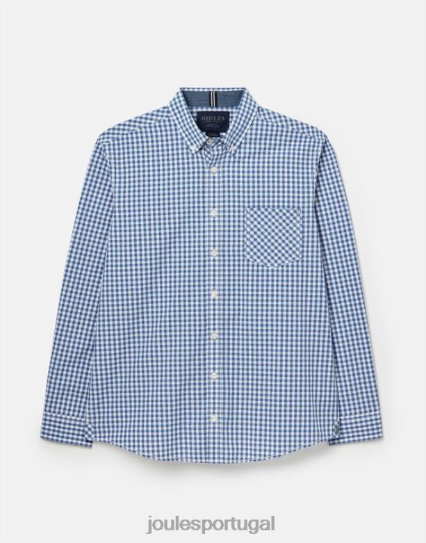 camisa de popelina clássica goodridge homens guingão azul Joules vestuário 2X26V215