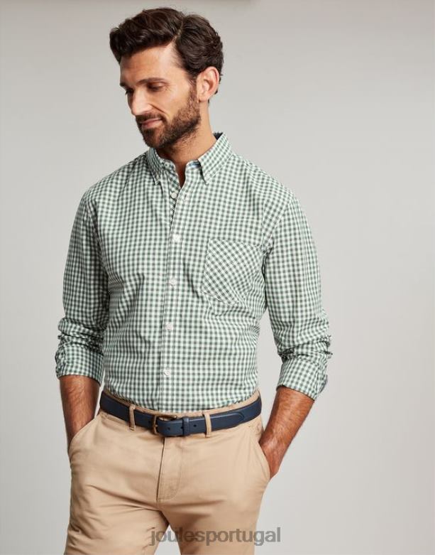 camisa de popelina clássica goodridge homens guingão verde Joules vestuário 2X26V225
