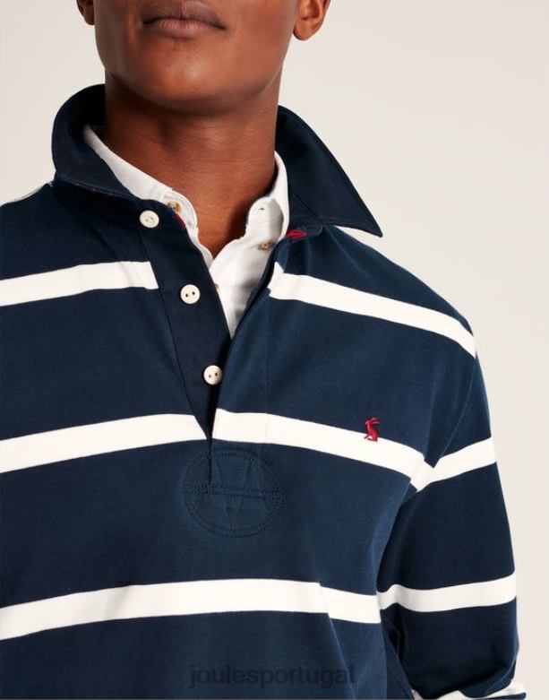 camisa de rugby lateral homens faixa creme marinho Joules vestuário 2X26V178