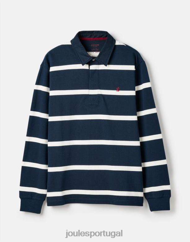 camisa de rugby lateral homens faixa creme marinho Joules vestuário 2X26V178