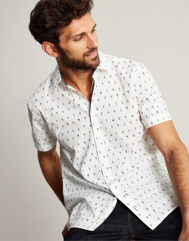 camisa estampada lloyd classic fit homens branco Joules vestuário 2X26V238