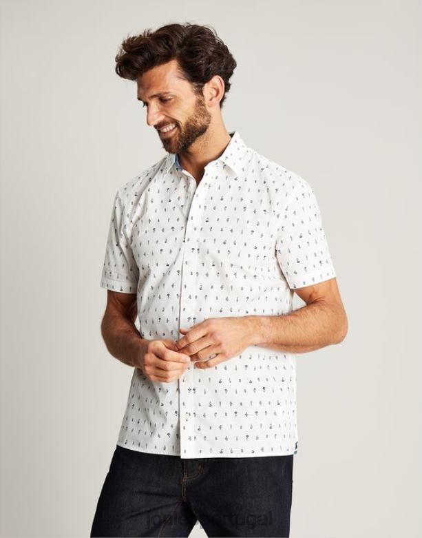 camisa estampada lloyd classic fit homens branco Joules vestuário 2X26V238