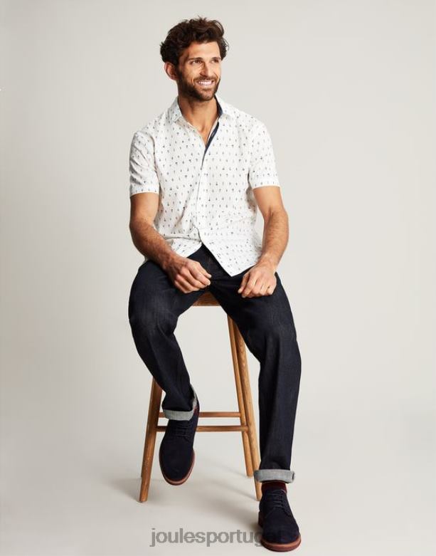 camisa estampada lloyd classic fit homens branco Joules vestuário 2X26V238