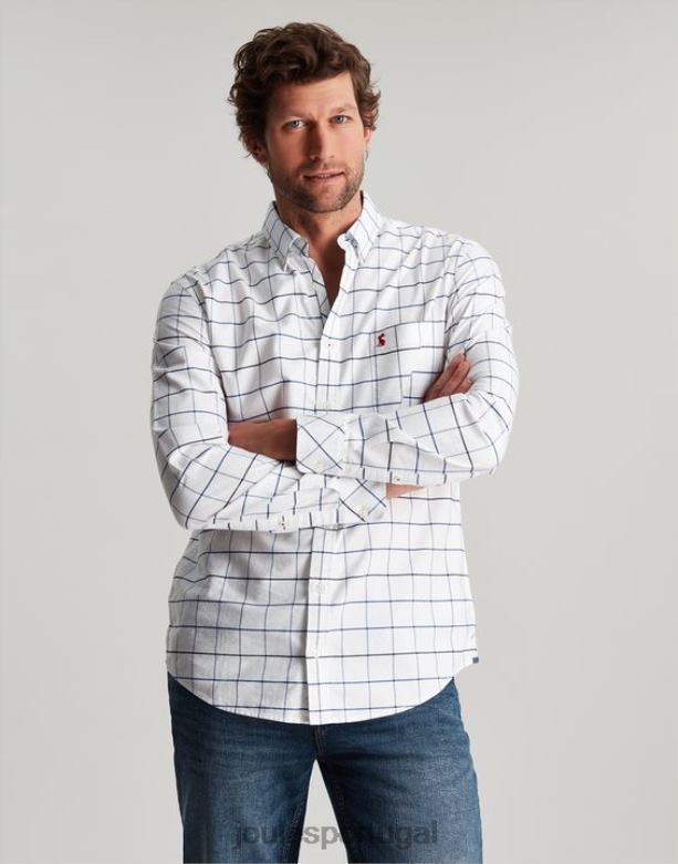 camisa xadrez clássica de manga comprida welford homens cheque branco Joules vestuário 2X26V241