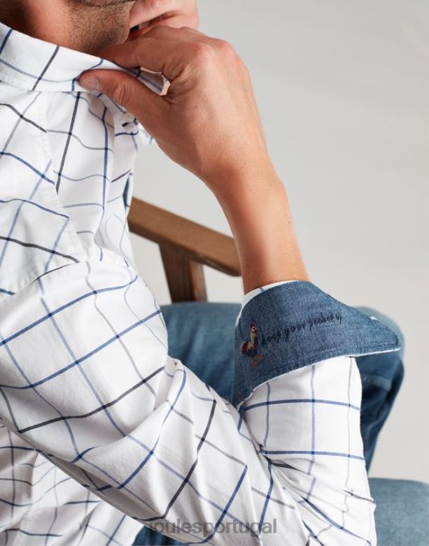camisa xadrez clássica de manga comprida welford homens cheque branco Joules vestuário 2X26V241
