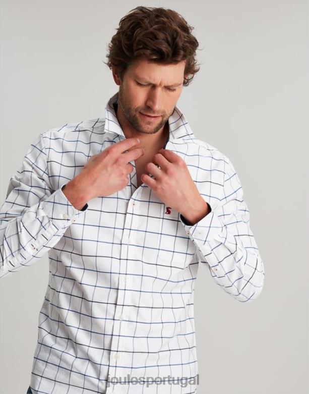 camisa xadrez clássica de manga comprida welford homens cheque branco Joules vestuário 2X26V241