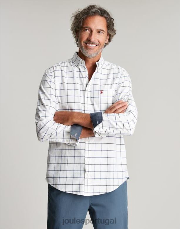 camisa xadrez clássica welford homens cheque branco Joules vestuário 2X26V174