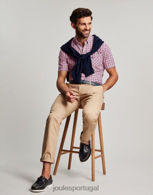camisa xadrez wilson classic fit homens guingão rosa marinho Joules vestuário 2X26V220