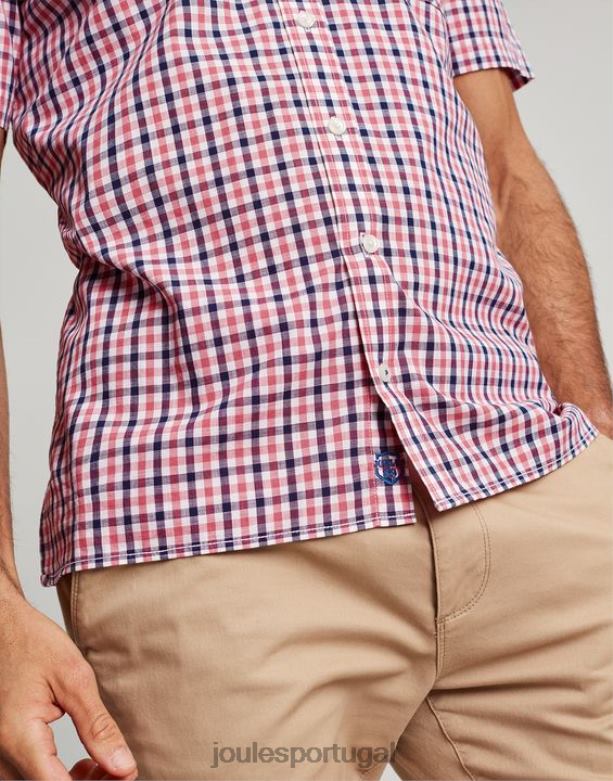 camisa xadrez wilson classic fit homens guingão rosa marinho Joules vestuário 2X26V220