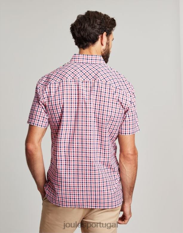 camisa xadrez wilson classic fit homens guingão rosa marinho Joules vestuário 2X26V220