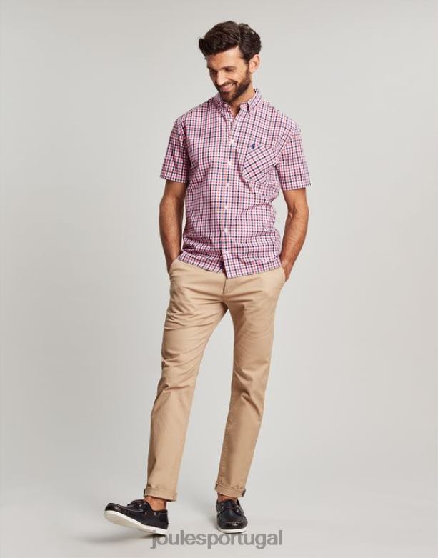 camisa xadrez wilson classic fit homens guingão rosa marinho Joules vestuário 2X26V220