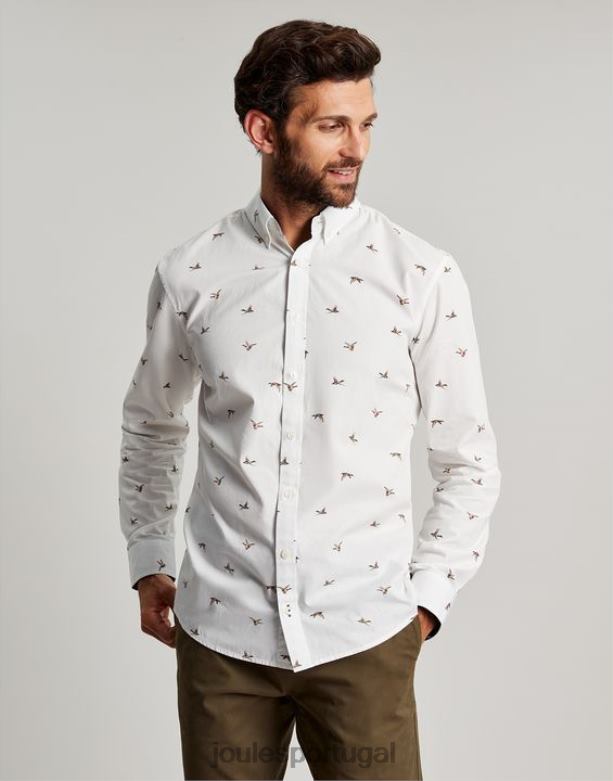 convite camisa estampada classic fit homens patos brancos Joules vestuário 2X26V227