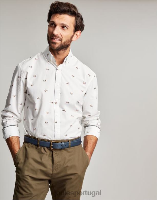 convite camisa estampada classic fit homens patos brancos Joules vestuário 2X26V227