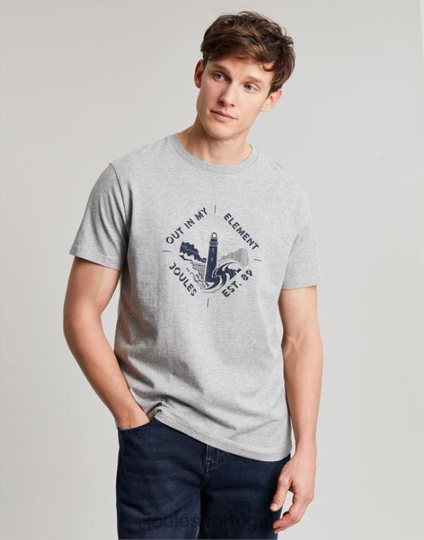 camiseta gráfica flynn homens Margarida cinzenta Joules vestuário 2X26V184