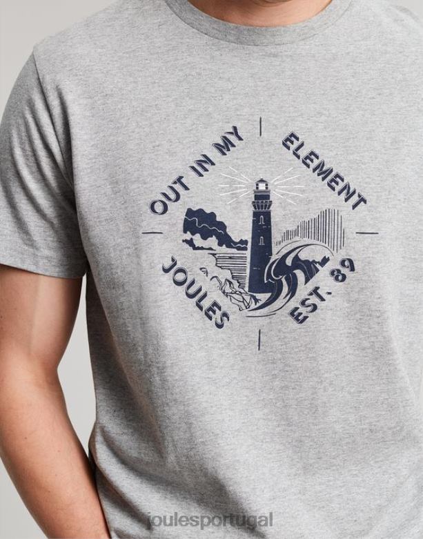 camiseta gráfica flynn homens Margarida cinzenta Joules vestuário 2X26V184