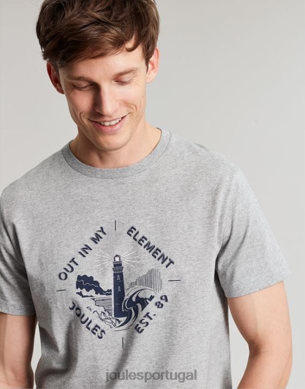 camiseta gráfica flynn homens Margarida cinzenta Joules vestuário 2X26V184