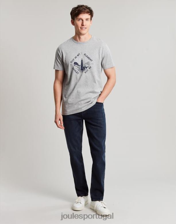 camiseta gráfica flynn homens Margarida cinzenta Joules vestuário 2X26V184