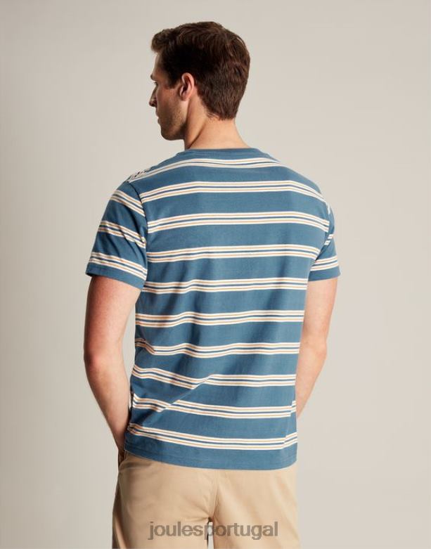 camiseta listrada de barco homens faixa de ouro azul Joules vestuário 2X26V210