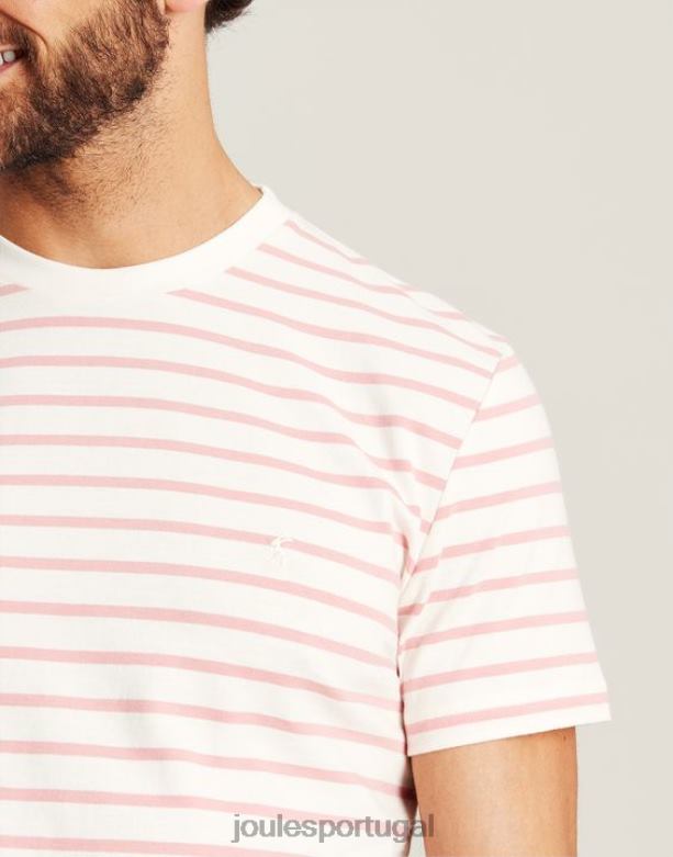 camiseta listrada de barco homens listra branca rosa Joules vestuário 2X26V208