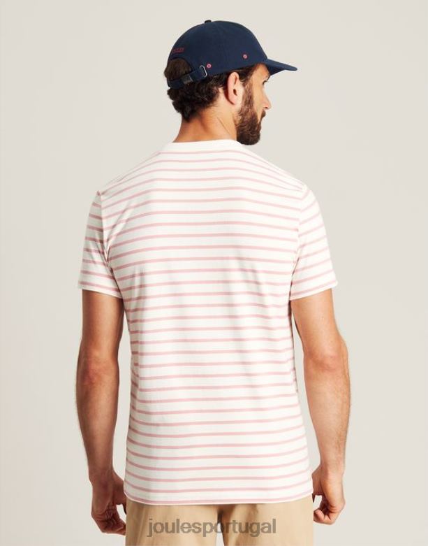 camiseta listrada de barco homens listra branca rosa Joules vestuário 2X26V208