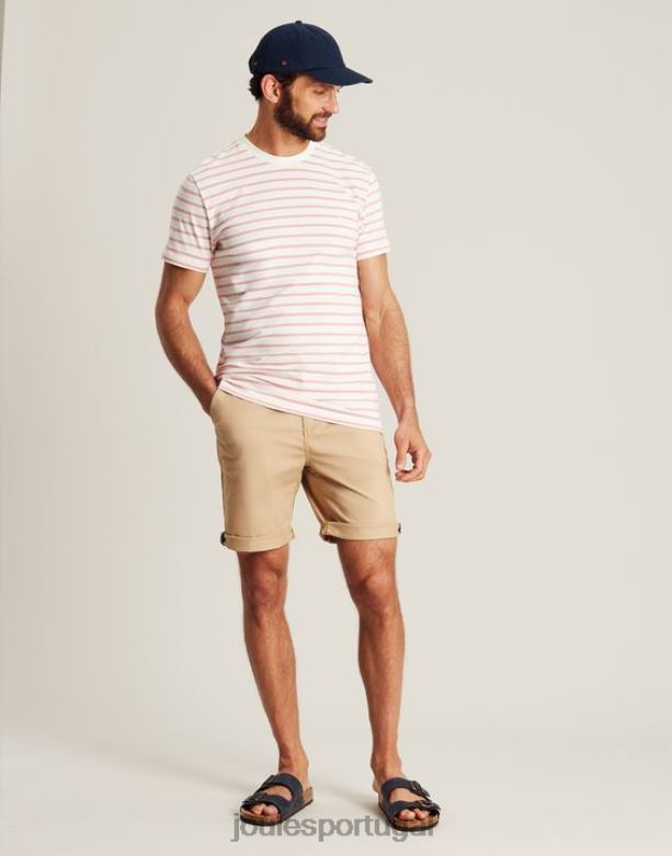 camiseta listrada de barco homens listra branca rosa Joules vestuário 2X26V208