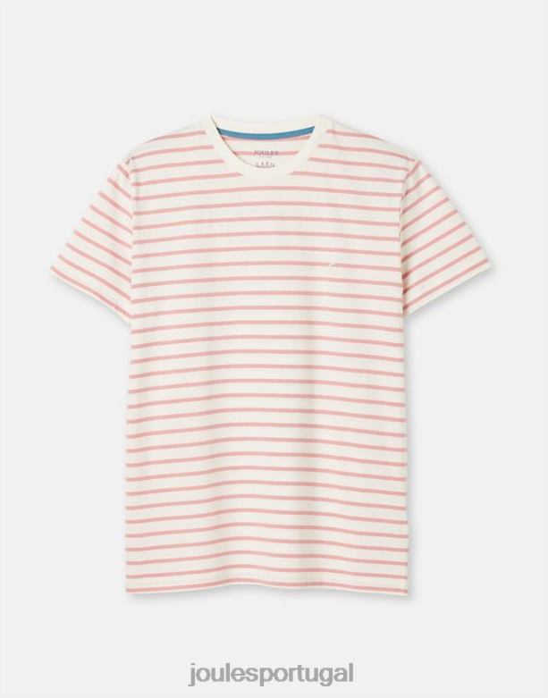 camiseta listrada de barco homens listra branca rosa Joules vestuário 2X26V208