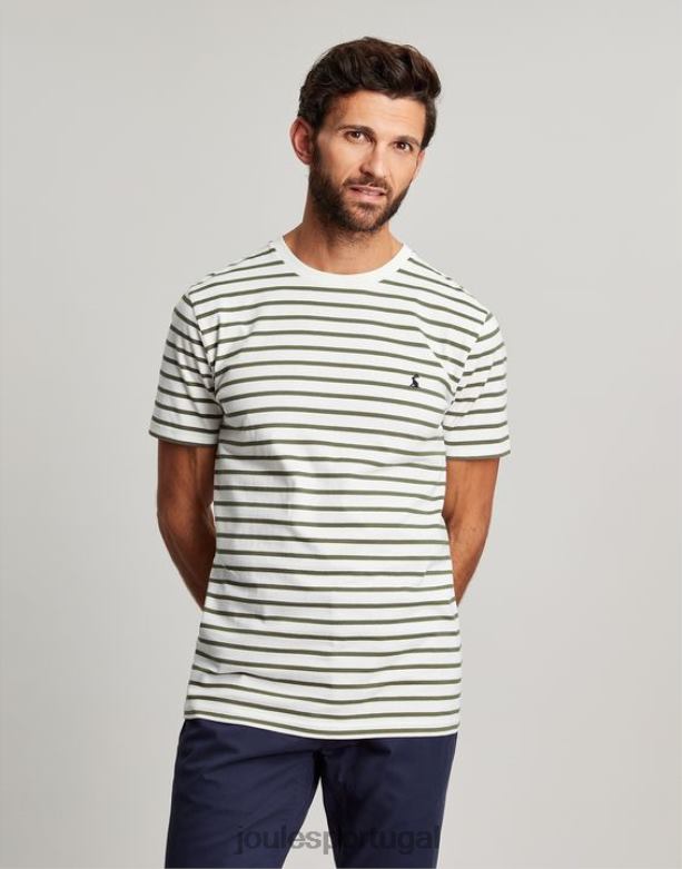 camiseta listrada de barco homens listra cáqui branca Joules vestuário 2X26V252