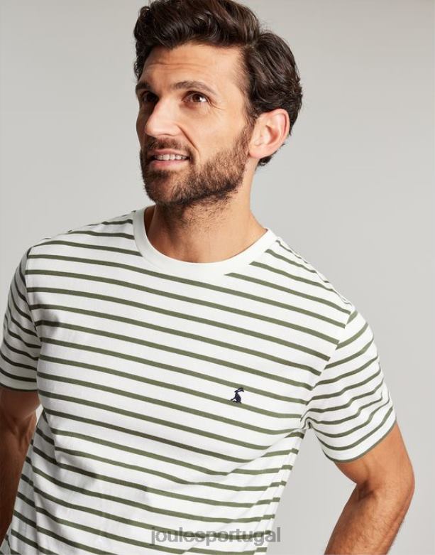 camiseta listrada de barco homens listra cáqui branca Joules vestuário 2X26V252