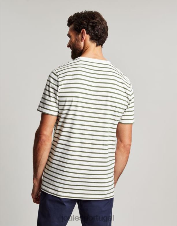 camiseta listrada de barco homens listra cáqui branca Joules vestuário 2X26V252