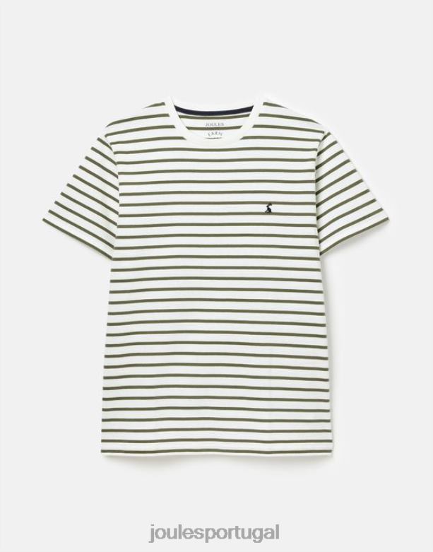 camiseta listrada de barco homens listra cáqui branca Joules vestuário 2X26V252