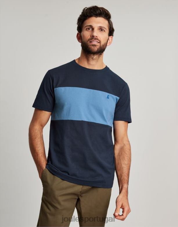 camiseta manga curta colorblock homens bloco de cor azul Joules vestuário 2X26V202