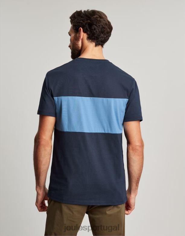 camiseta manga curta colorblock homens bloco de cor azul Joules vestuário 2X26V202
