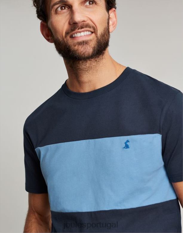camiseta manga curta colorblock homens bloco de cor azul Joules vestuário 2X26V202