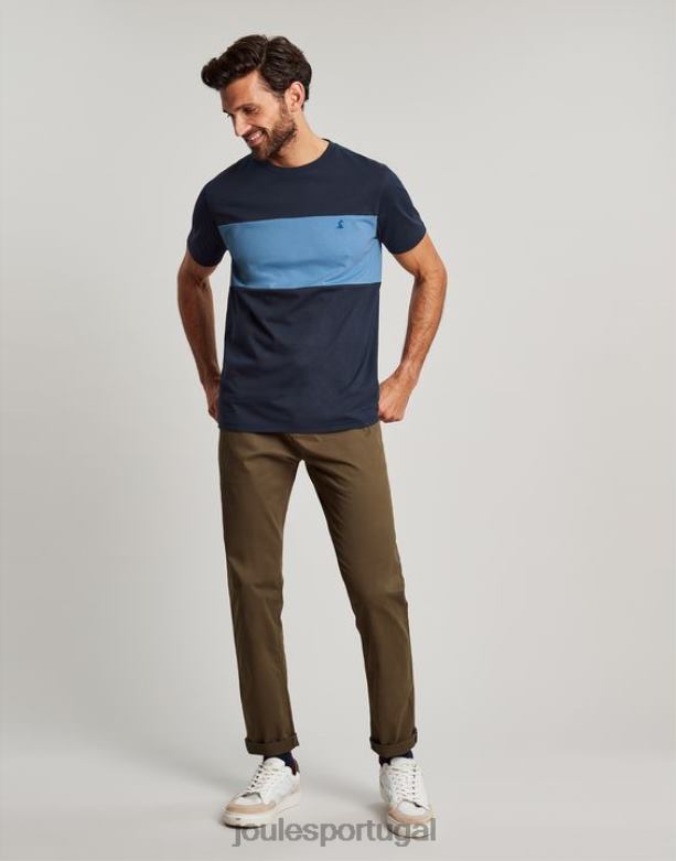 camiseta manga curta colorblock homens bloco de cor azul Joules vestuário 2X26V202