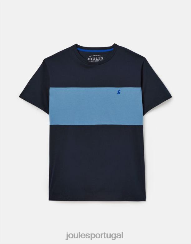 camiseta manga curta colorblock homens bloco de cor azul Joules vestuário 2X26V202